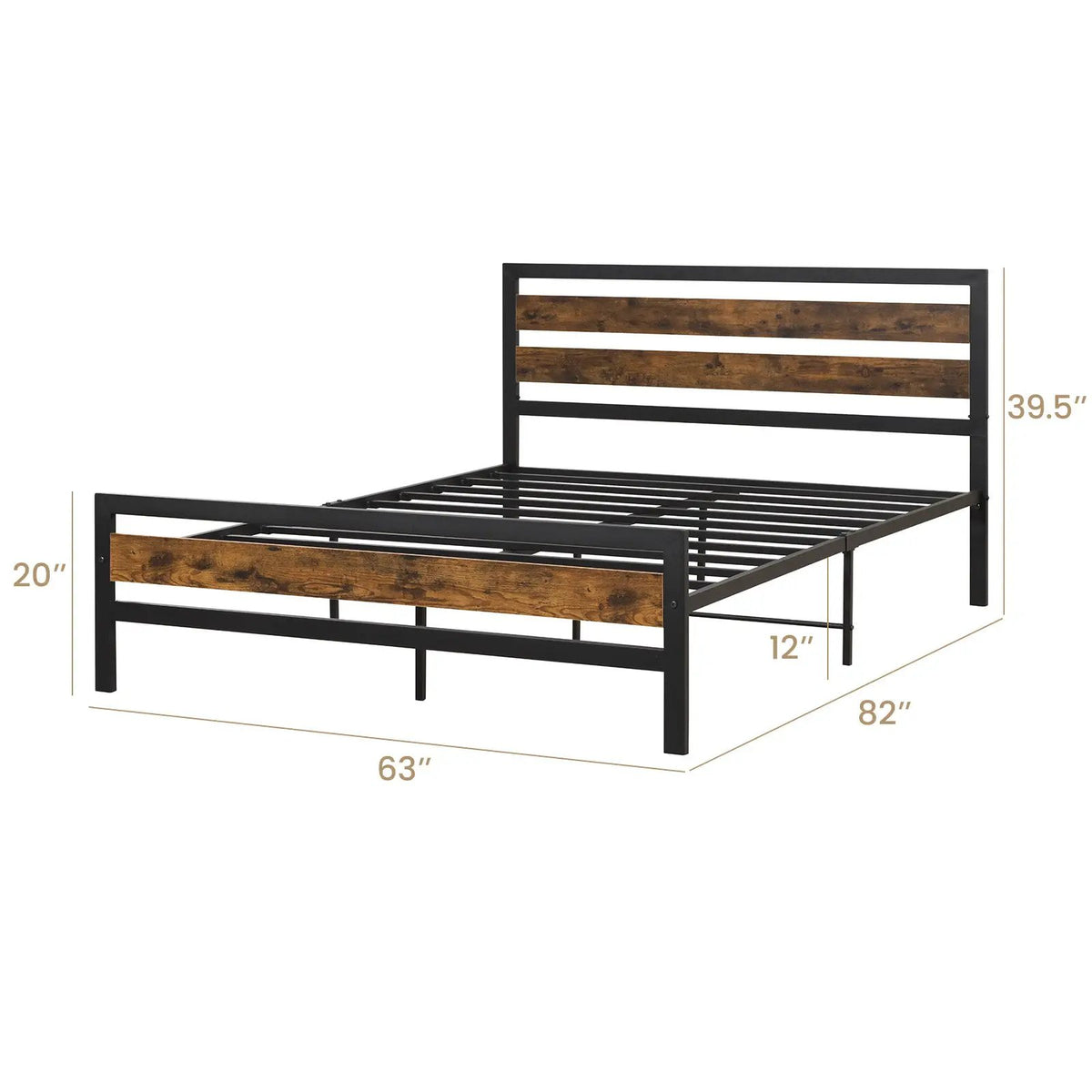 Full/Queen Industrial Bed Frame with Rustic Headboard and Footboard-Queen Size by DirectDeals
