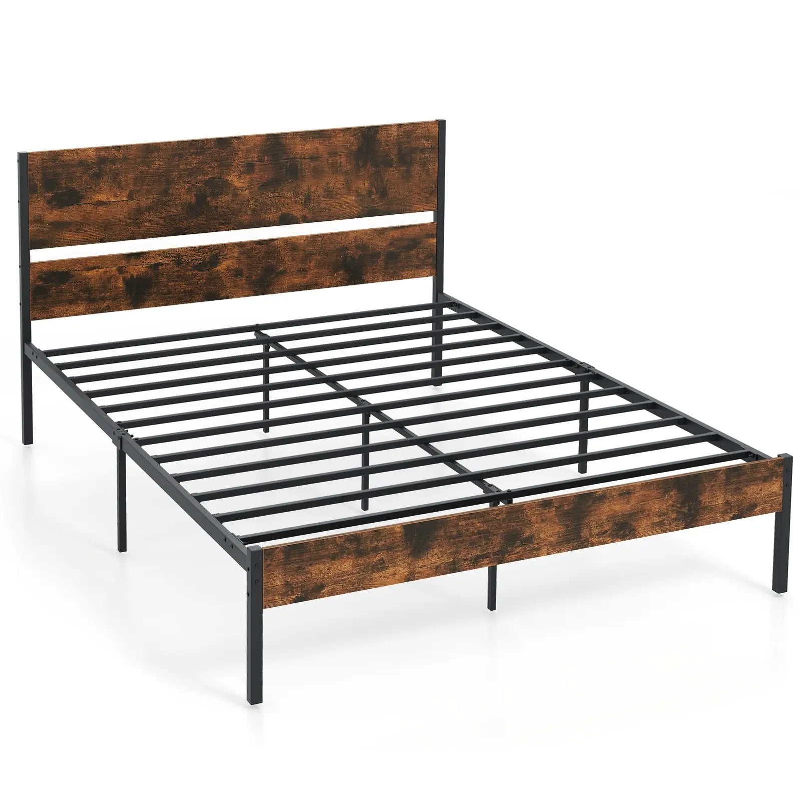 Twin/Full/Queen/King Metal Bed Frame with Wooden Headboard and Footboard-Queen Size by DirectDeals