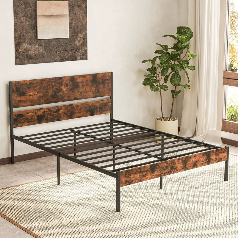 Twin/Full/Queen/King Metal Bed Frame with Wooden Headboard and Footboard-Queen Size by DirectDeals