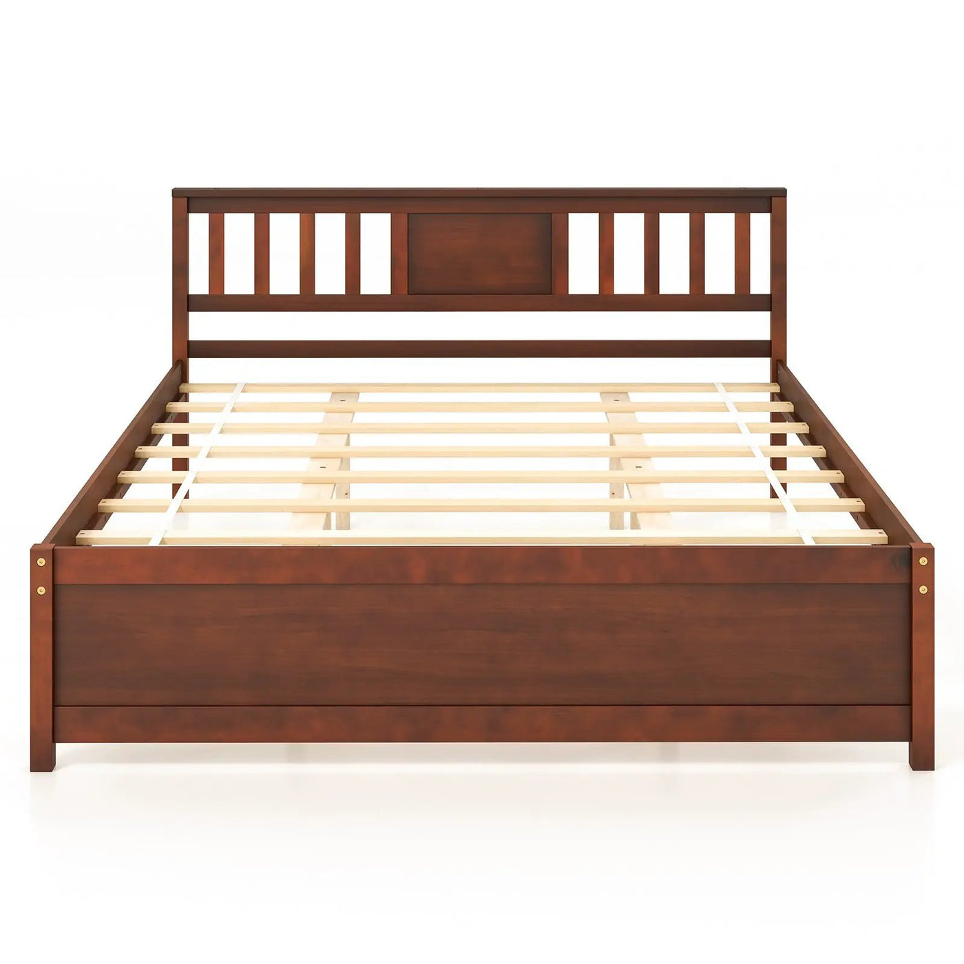 Wooden Platform Bed with Headboard and Slat Support-Queen Size by DirectDeals