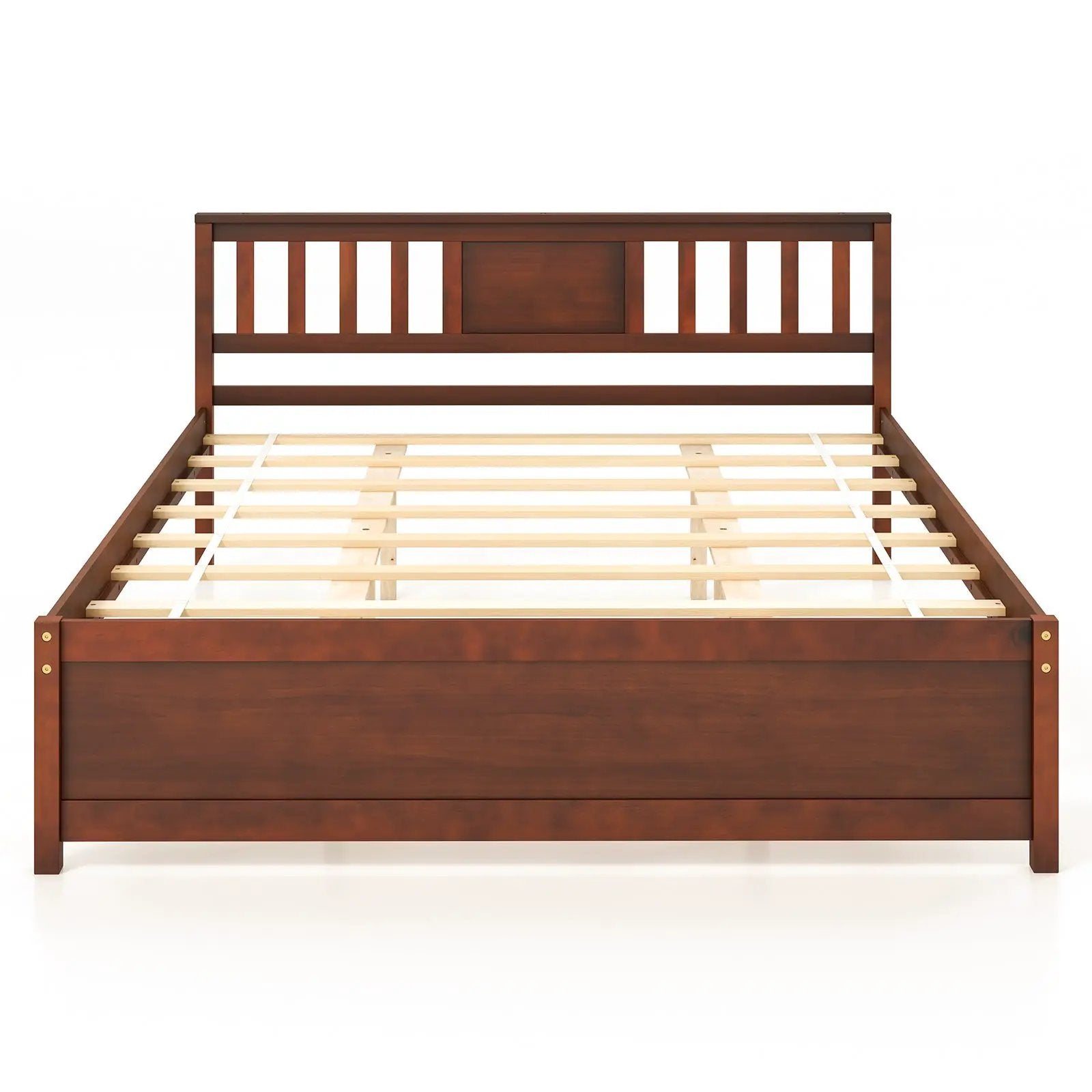 Wooden Platform Bed with Headboard and Slat Support-Queen Size by DirectDeals