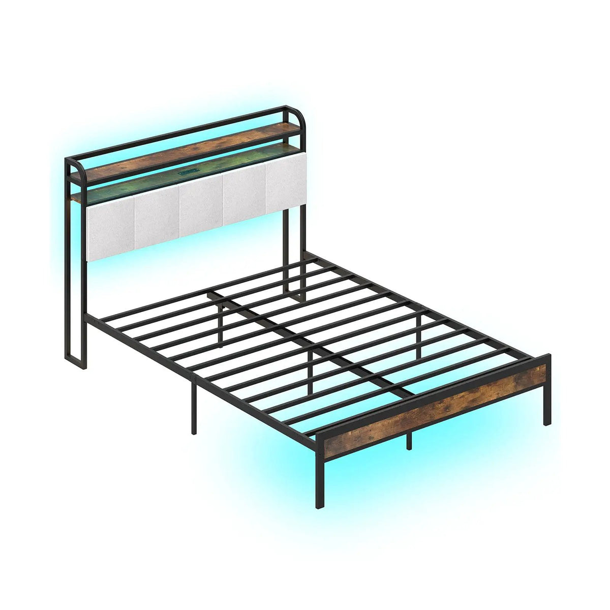 Twin/Full/Queen/King Size Bed Frame with LED Light and Charging Station by DirectDeals