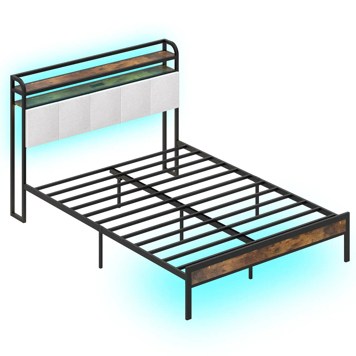 Twin/Full/Queen/King Size Bed Frame with LED Light and Charging Station by DirectDeals