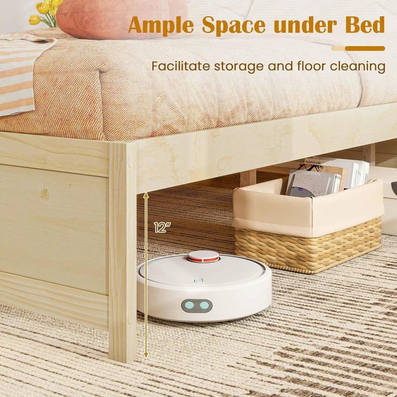 Queen Size Bed Frame with 2 Rolling Storage Drawers by DirectDeals