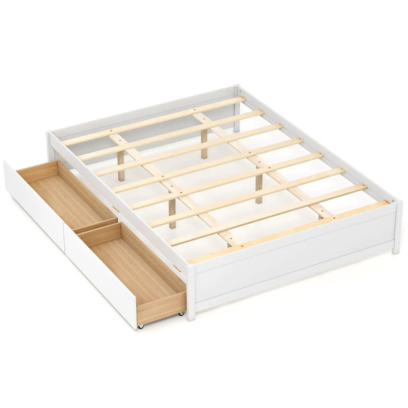 Queen Size Bed Frame with 2 Rolling Storage Drawers by DirectDeals
