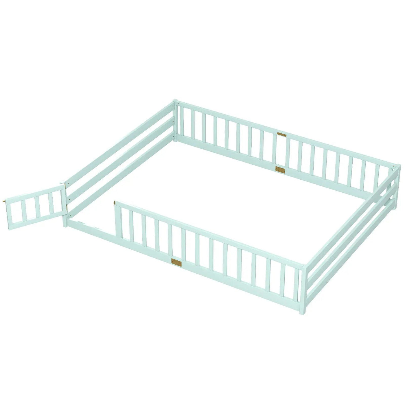 Queen Size Floor Bed Kids Montessori Bed Frame with Full Length Safety Guardrails by DirectDeals