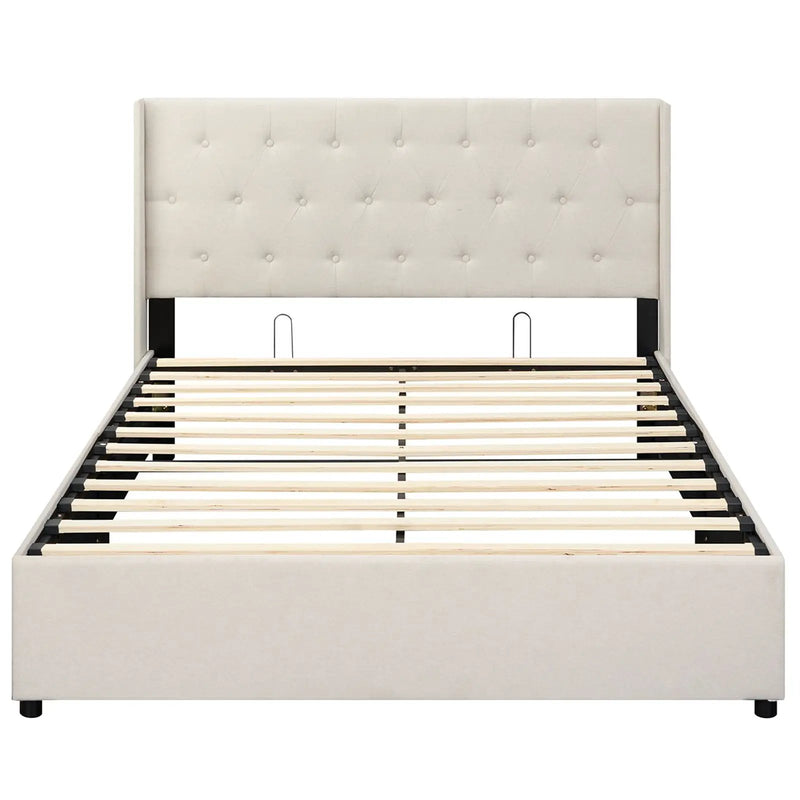 Queen Size Lift-up Storage Bed Modern Linen Upholstered Platform Bed by DirectDeals