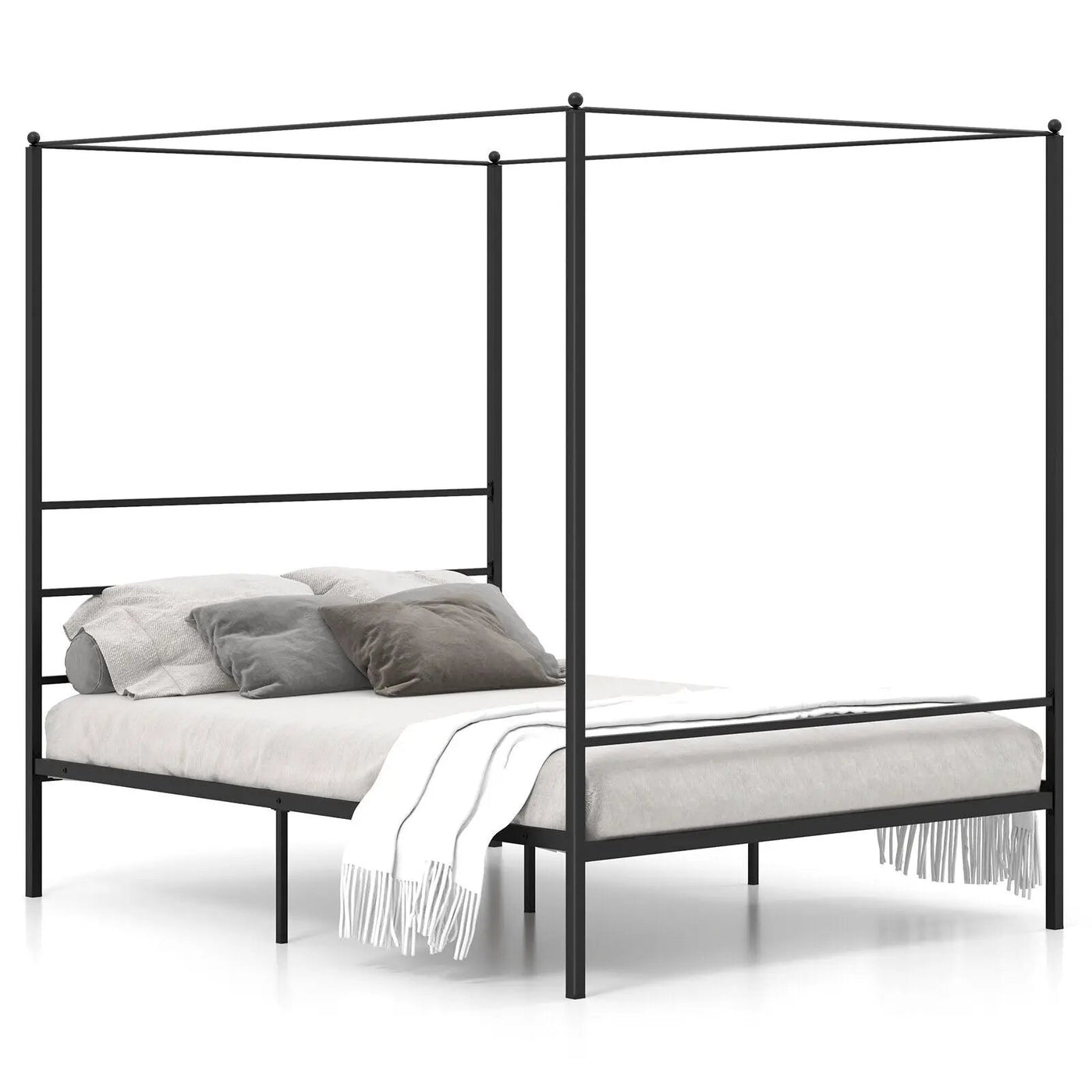 Twin/Full/Queen Size Metal Canopy Bed Frame with Slat Support by DirectDeals