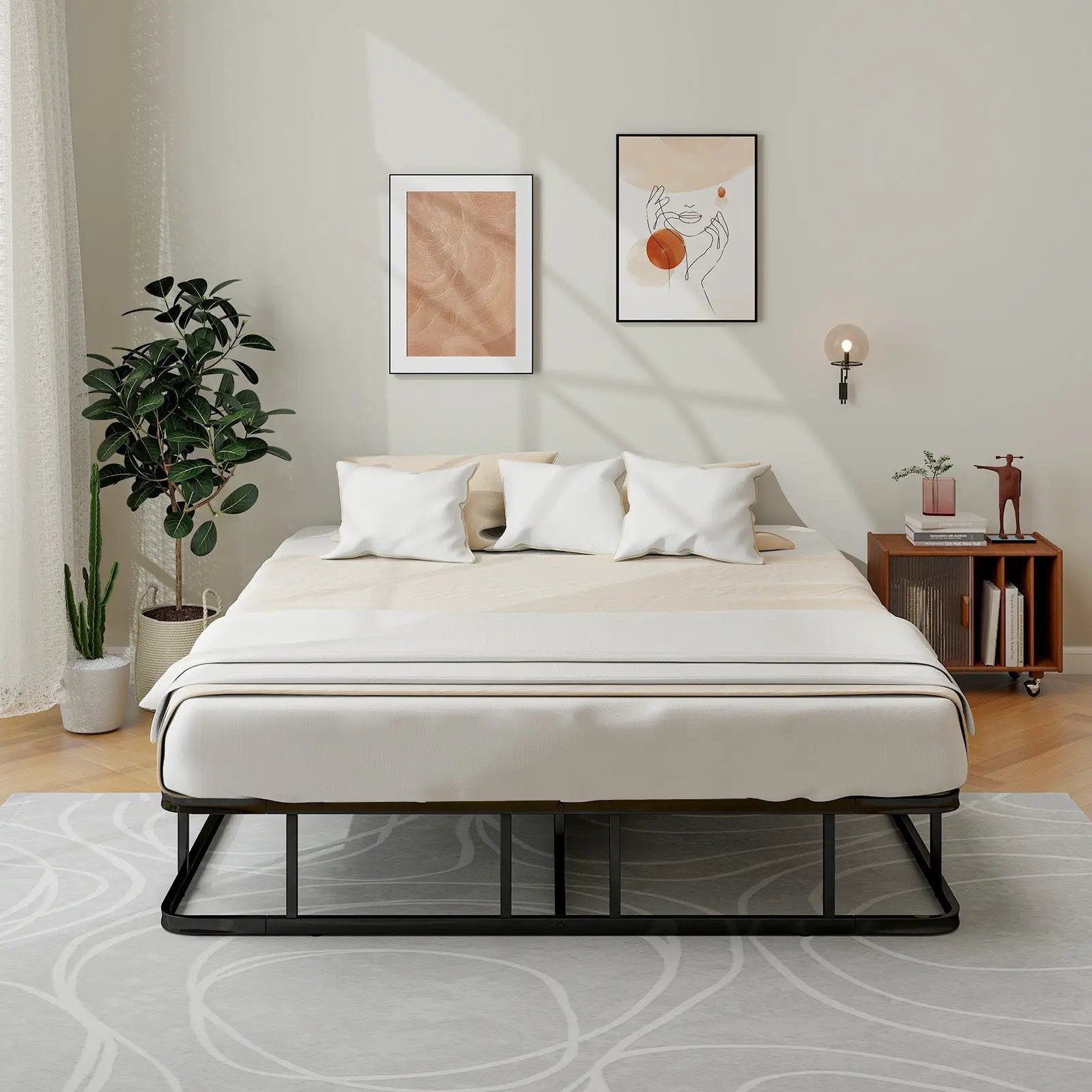 Queen Size Bed Frame with Metal Slat Support by DirectDeals