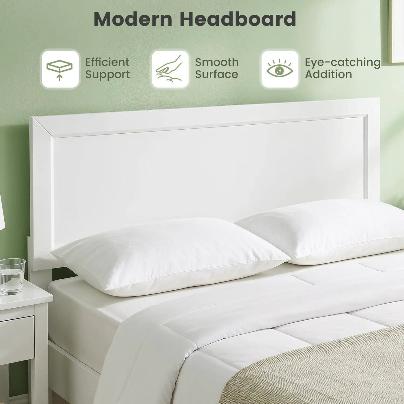 Queen Size Platform Bed Frame with Headboard - White by DirectDeals