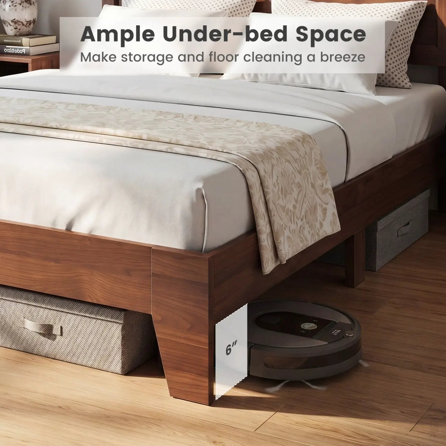 Queen Size Platform Bed Frame with Headboard - White by DirectDeals