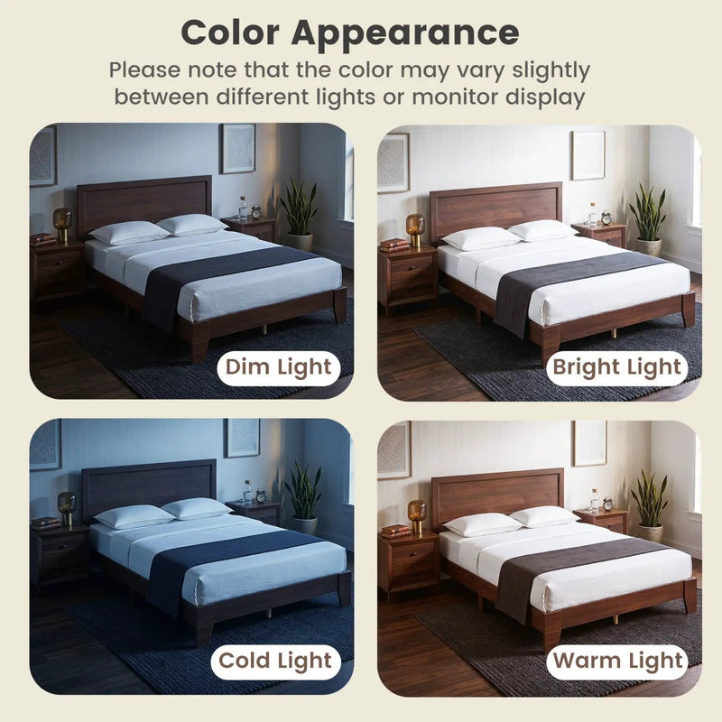 Queen Size Platform Bed Frame with Headboard - White by DirectDeals