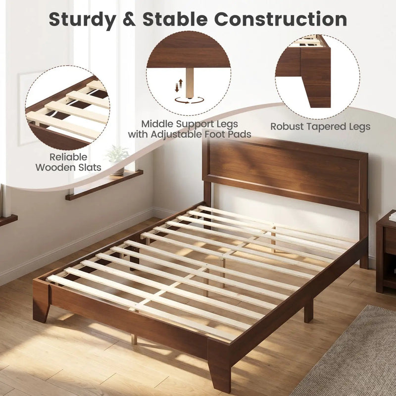 Queen Size Platform Bed Frame with Headboard - White by DirectDeals