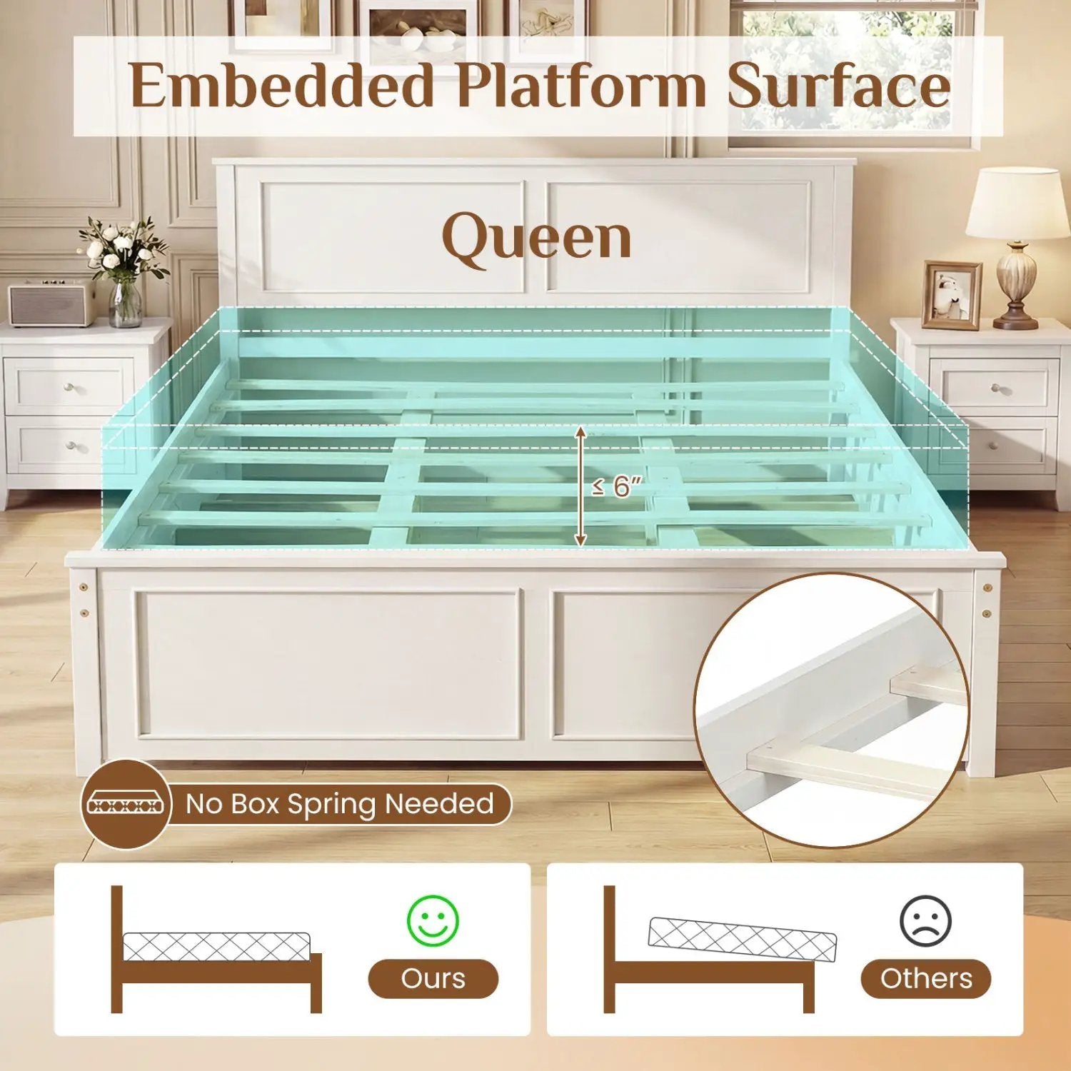 Twin Size Platform Bed Frame with Headboard by DirectDeals