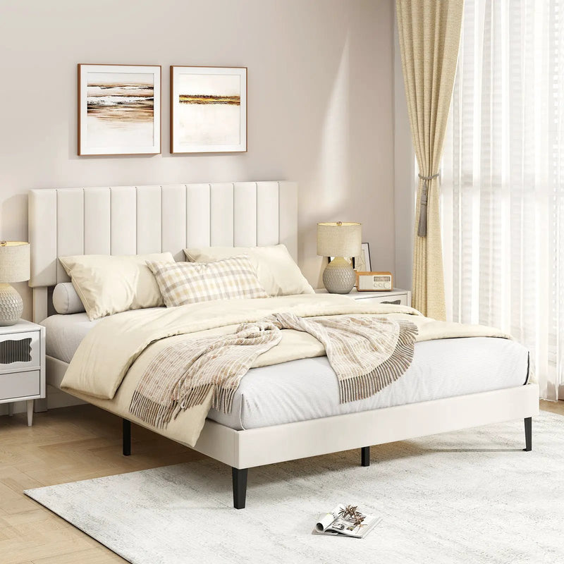 Full Size Velvet Upholstered Platform Bed Frame by DirectDeals
