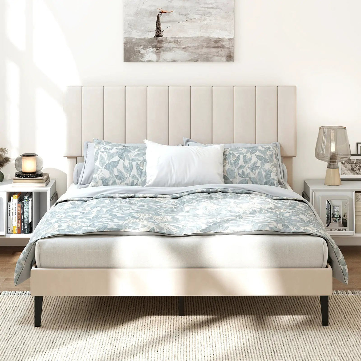 Full Size Velvet Upholstered Platform Bed Frame by DirectDeals