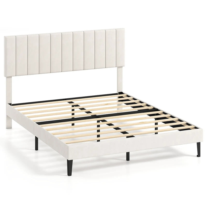 Full Size Velvet Upholstered Platform Bed Frame by DirectDeals
