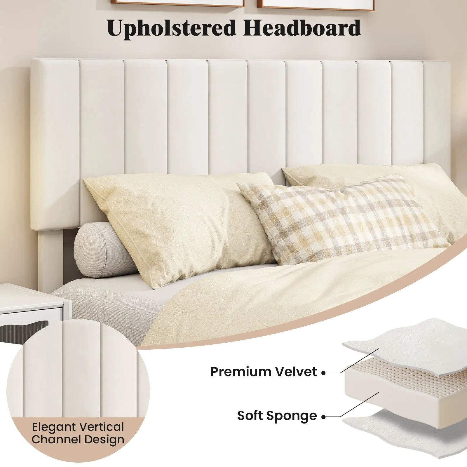 Full Size Velvet Upholstered Platform Bed Frame by DirectDeals