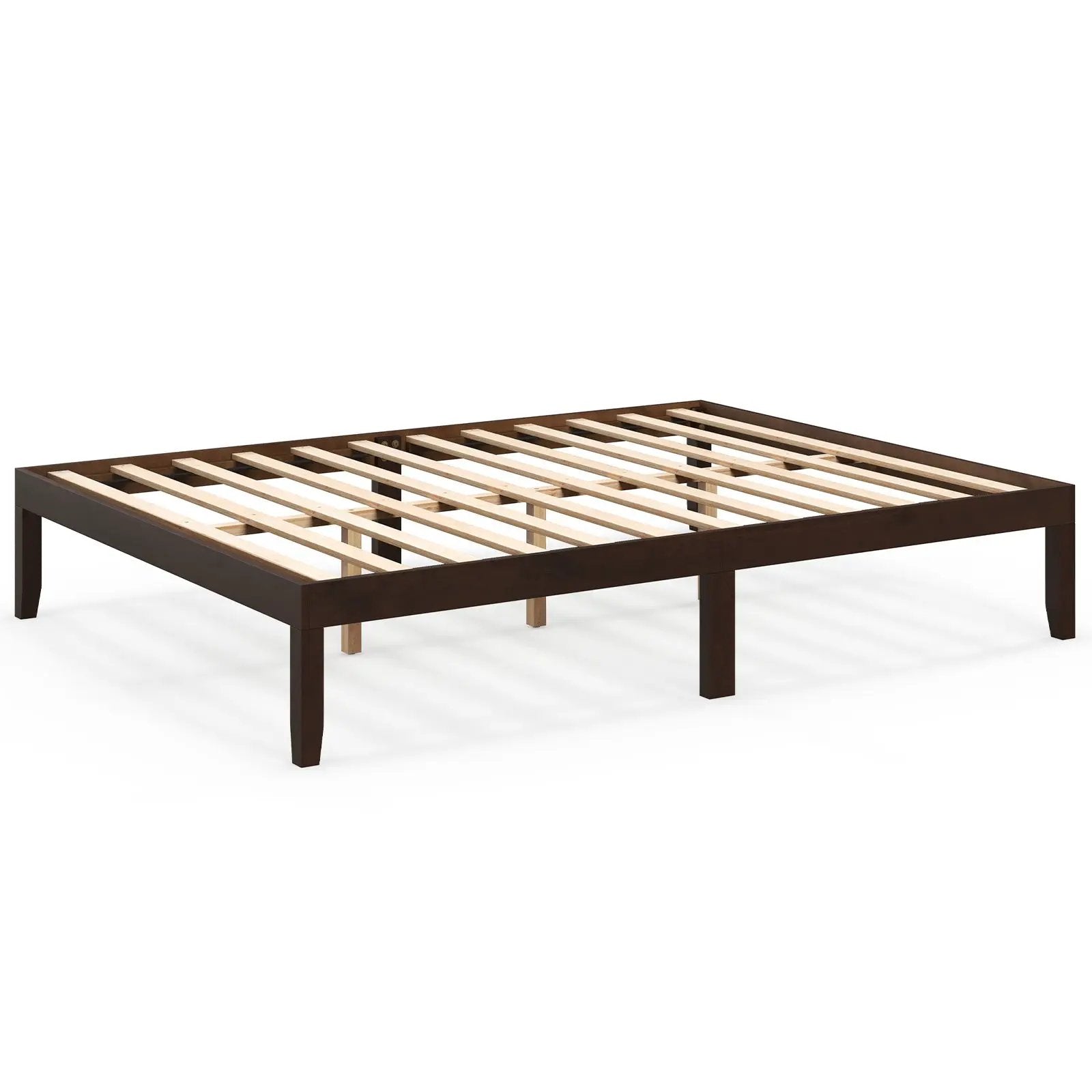 Queen Size Wood Bed Frame with Wooden Slats Support and Rubber Wood Legs by DirectDeals