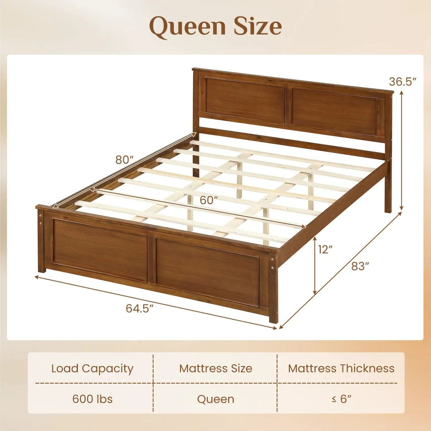 Twin Size Wooden Platform Bed Frame with Headboard by DirectDeals