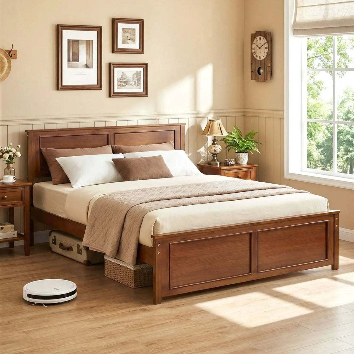 Twin Size Wooden Platform Bed Frame with Headboard by DirectDeals