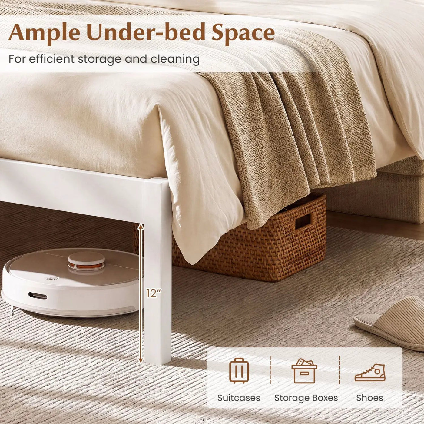 Queen Platform Bed Frame with Curved Headboard - Walnut by DirectDeals