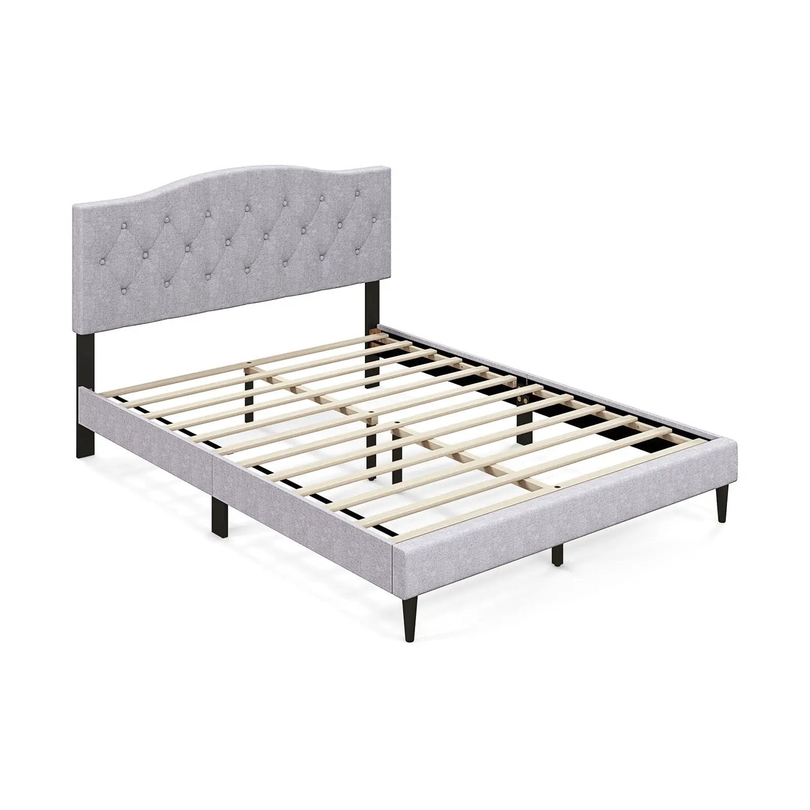 Queen Size Upholstered Platform Bed with Button Tufted Headboard-Queen Size by DirectDeals
