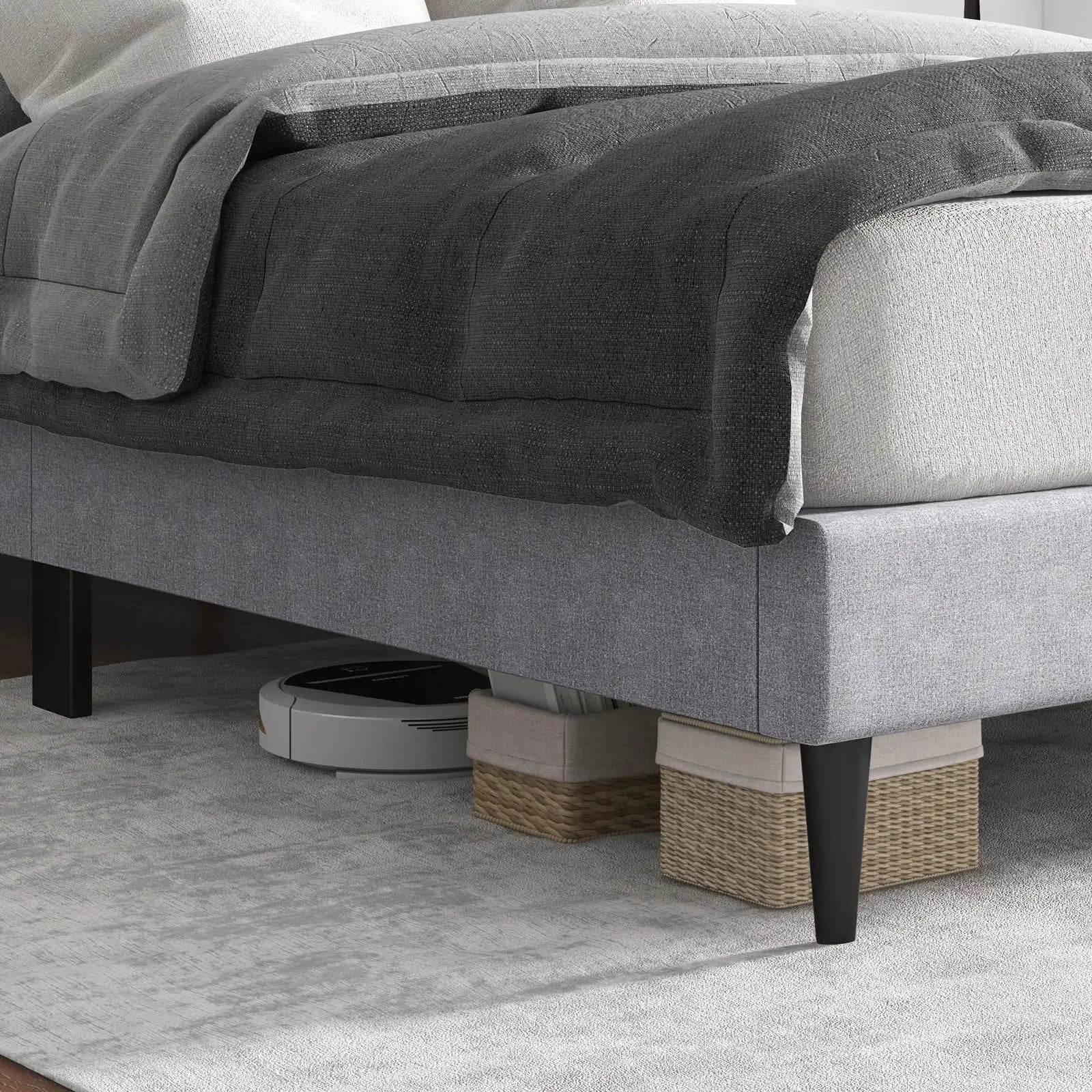 Queen Size Upholstered Platform Bed with Button Tufted Headboard-Queen Size by DirectDeals