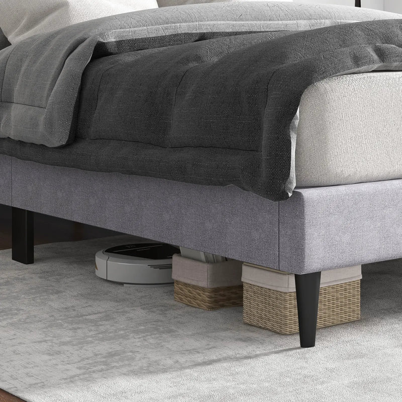 Queen Size Upholstered Platform Bed with Button Tufted Headboard-Queen Size by DirectDeals