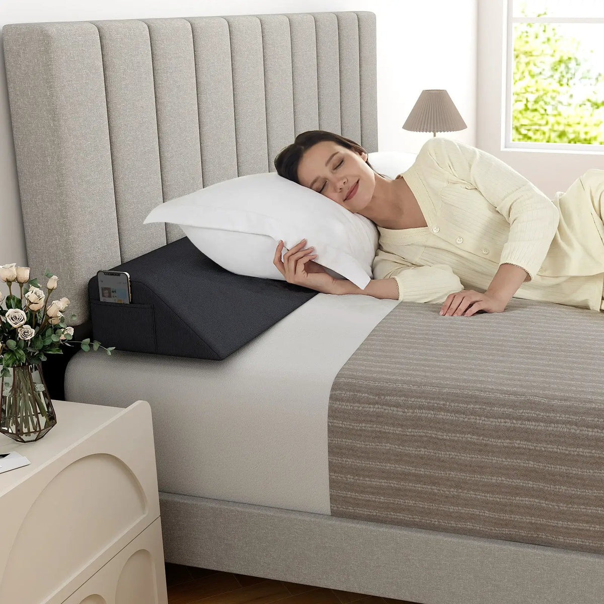 Bed Wedge Pillow with Storage Bag by DirectDeals