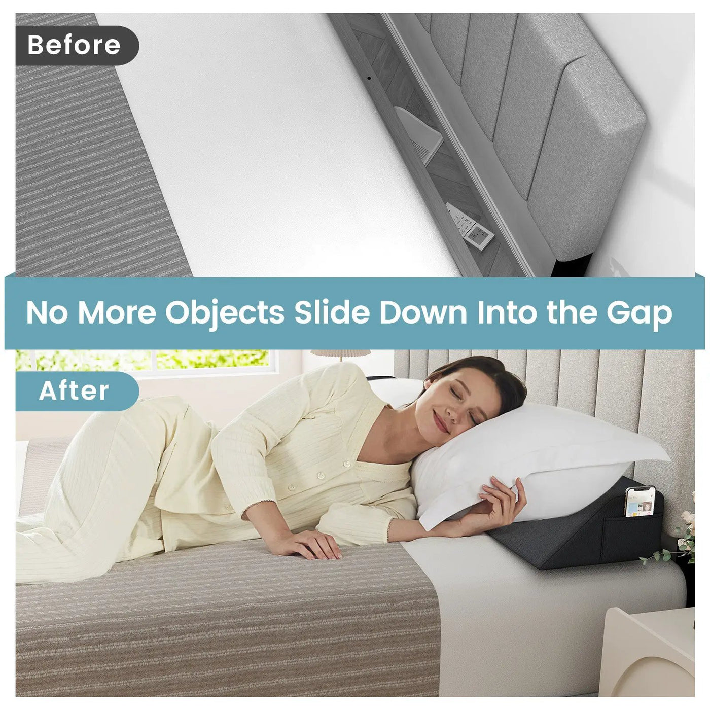 Bed Wedge Pillow with Storage Bag by DirectDeals