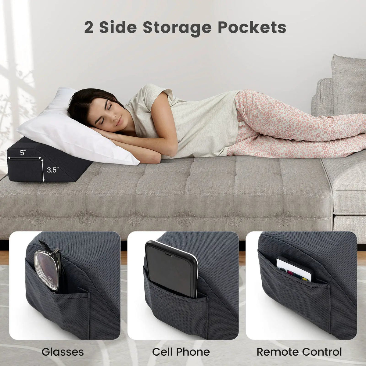 Bed Wedge Pillow with Storage Bag by DirectDeals