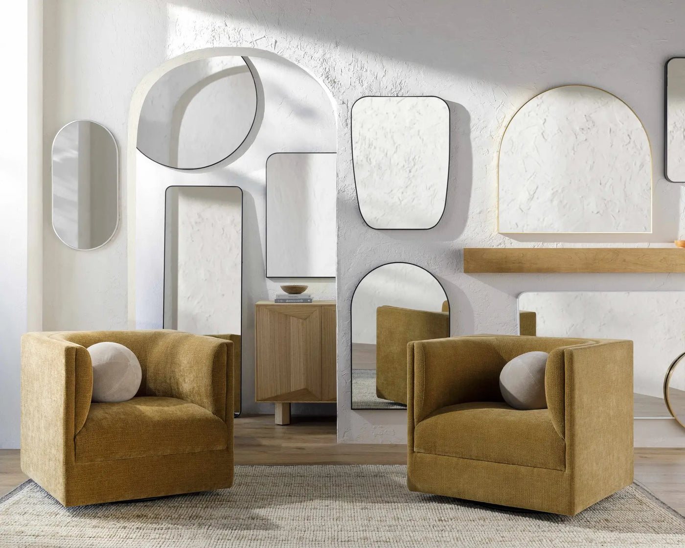 Brembilla Gold Modern Mirror by Boutique Rugs