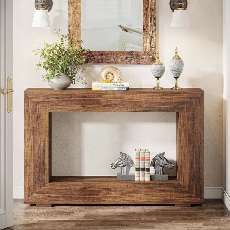 Modern Farmhouse 47-inch Long Entryway Console Table in Rustic Brown Wood Finish by HomePacific