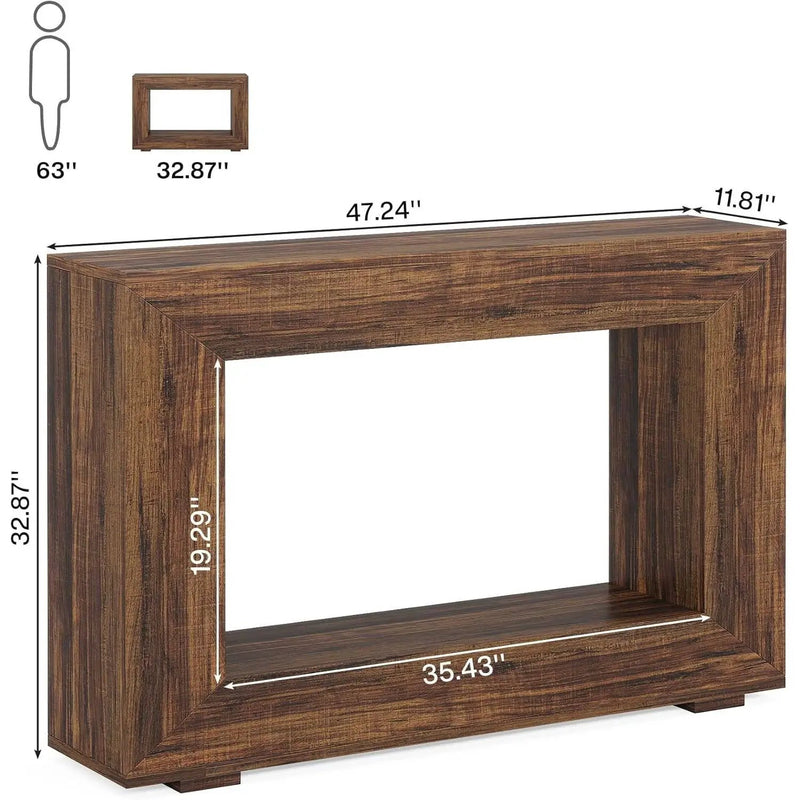 Modern Farmhouse 47-inch Long Entryway Console Table in Rustic Brown Wood Finish by HomePacific