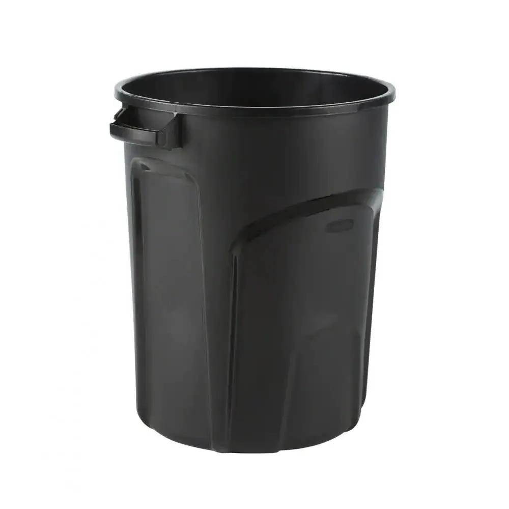 32-Gallon Black Plastic Indoor Outdoor Trash Can with Lid - Made in USA by HomePacific