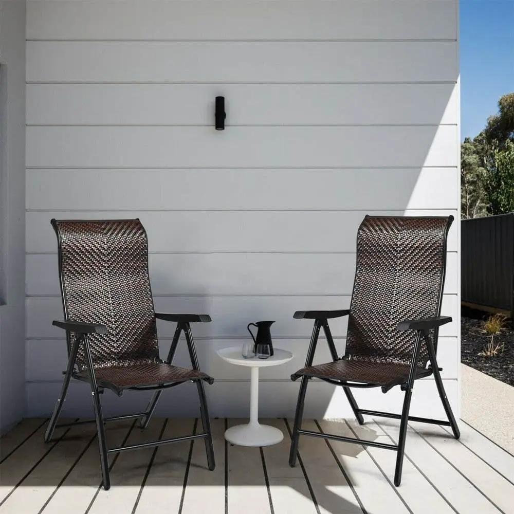 Outdoor Heavy Duty Dark Brown Rattan Folding Patio Chair by HomePacific