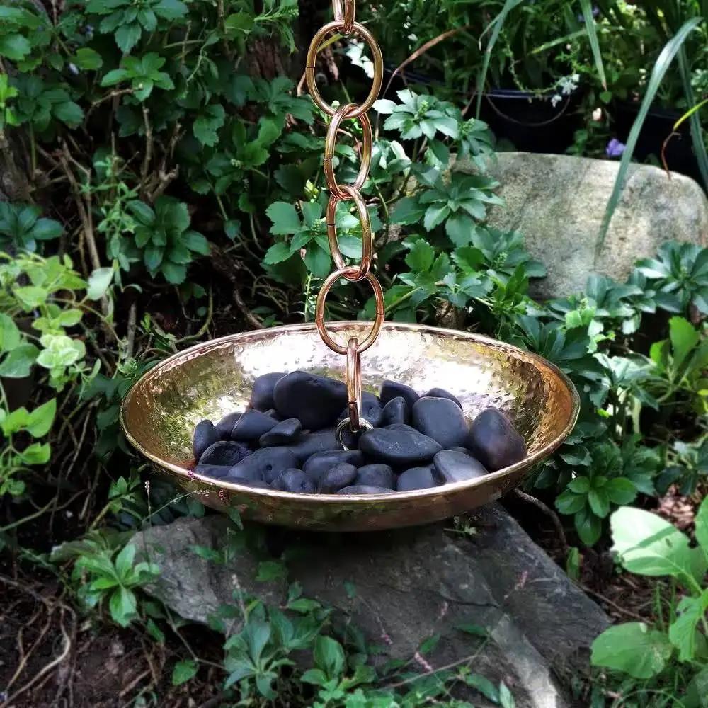 Hand Hammered Copper Polished Rain Chain Basin - 16.5 inch Diameter by HomePacific