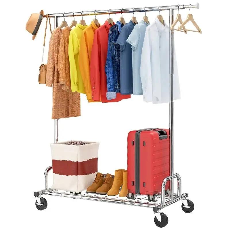 Heavy Duty Metal Clothing Bar Garment Rack on Lockable Casters - 450lb Capacity by HomePacific