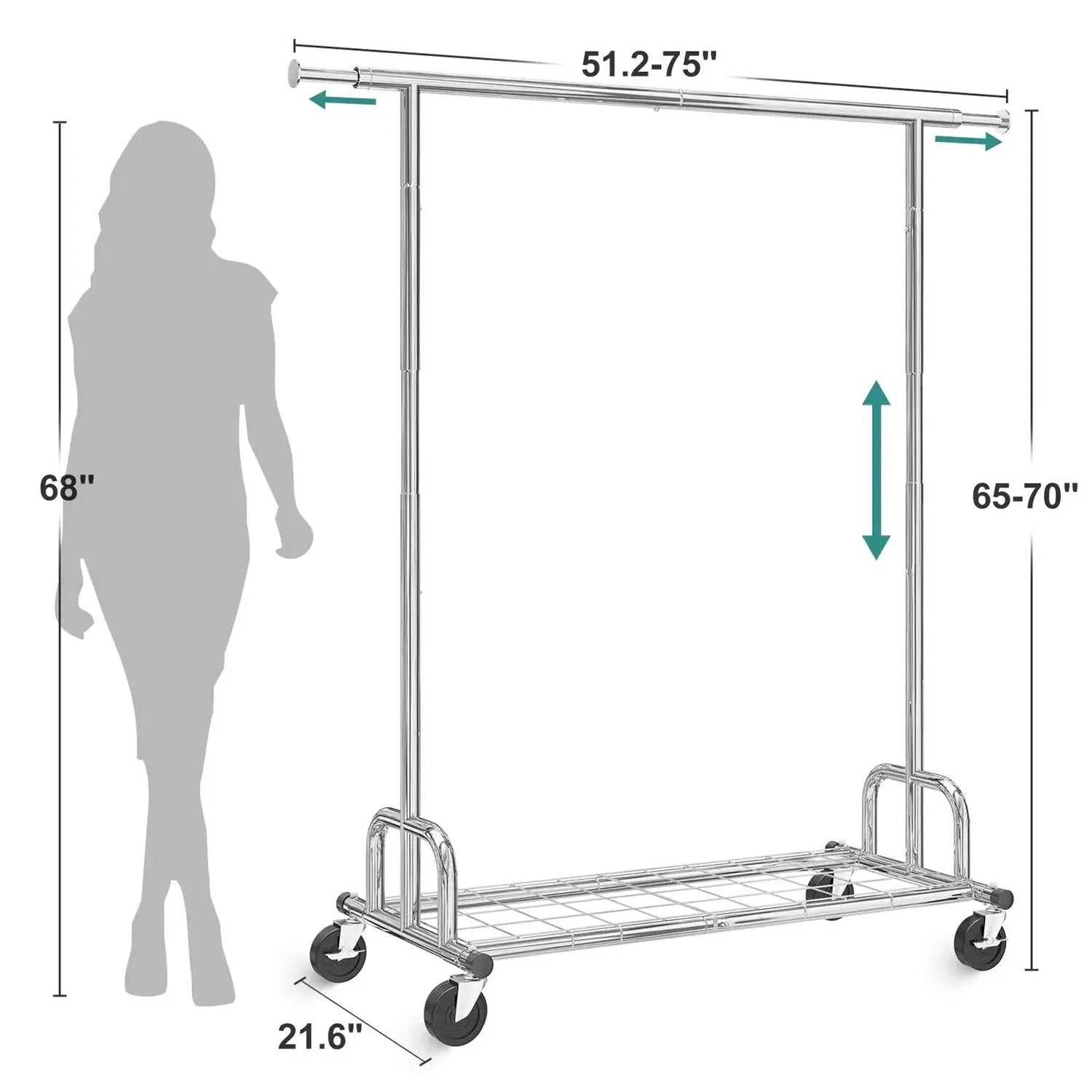 Heavy Duty Metal Clothing Bar Garment Rack on Lockable Casters - 450lb Capacity by HomePacific