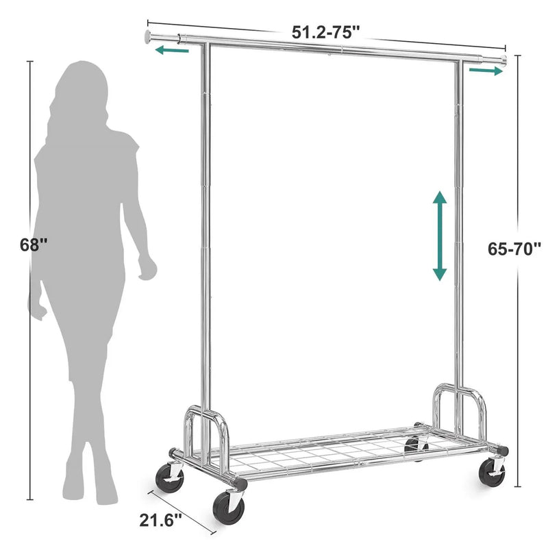 Heavy Duty Metal Clothing Bar Garment Rack on Lockable Casters - 450lb Capacity by HomePacific