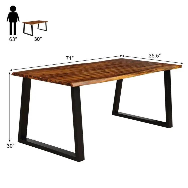 Modern Indoor Outdoor Metal Frame Wood Top Patio or Kitchen Dining Table by HomePacific