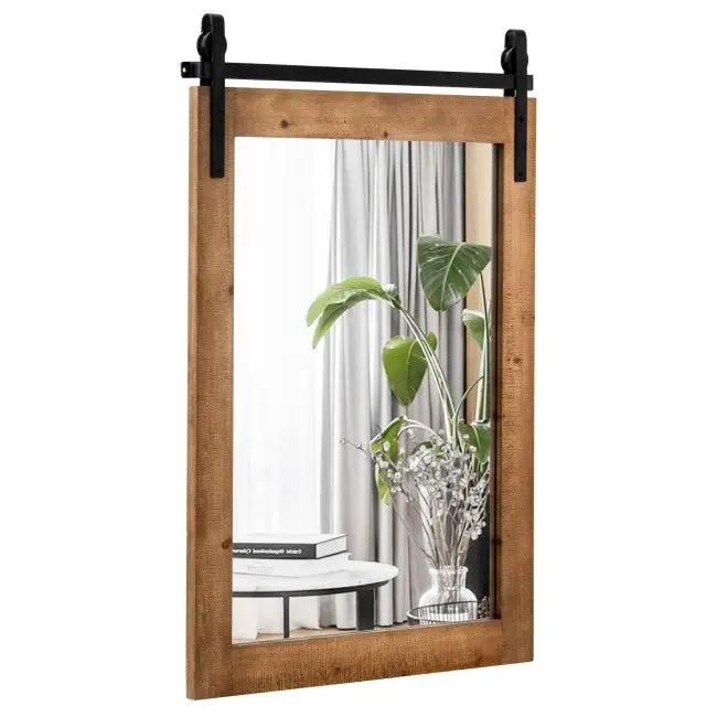 30 x 22 Inch Rustic FarmHouse Wall Mounted Bathroom Mirror by HomePacific