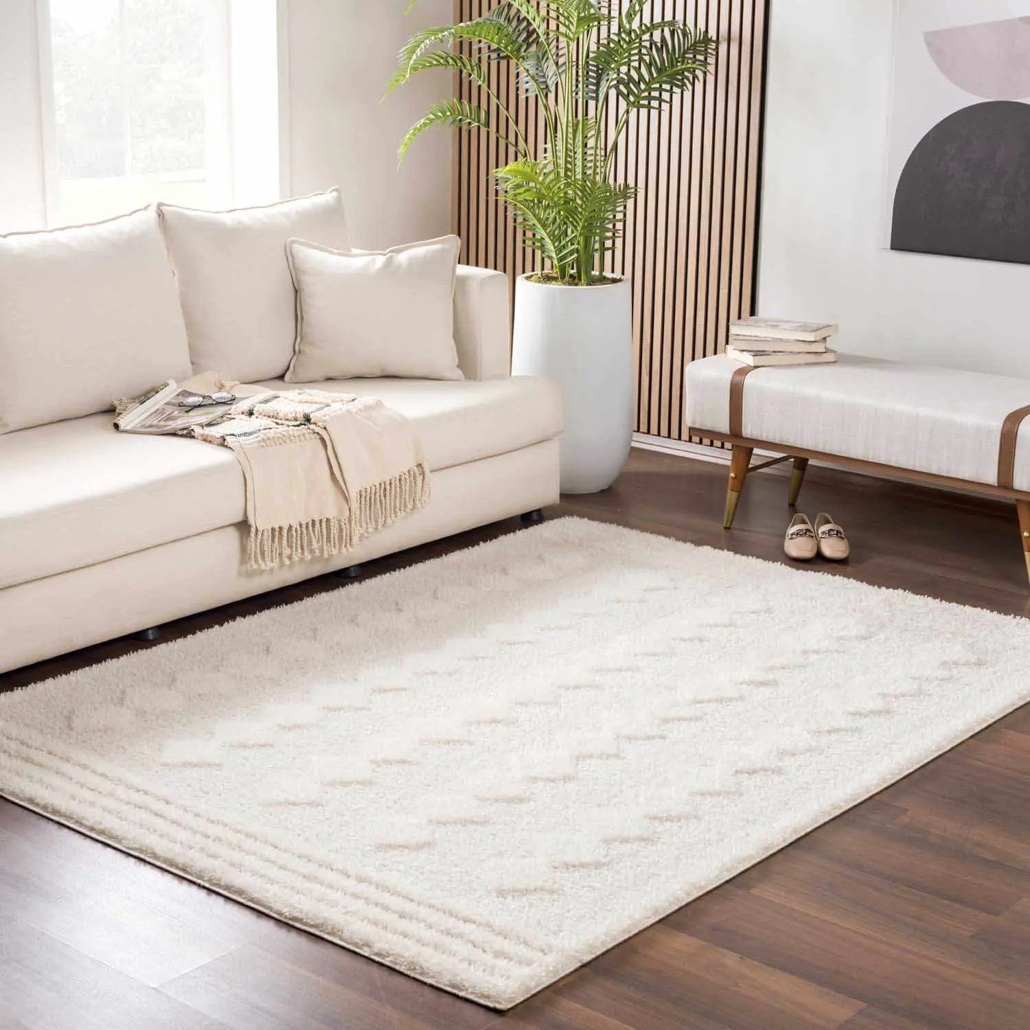 Hija Cream High-Low Area Rug - Clearance by Boutique Rugs