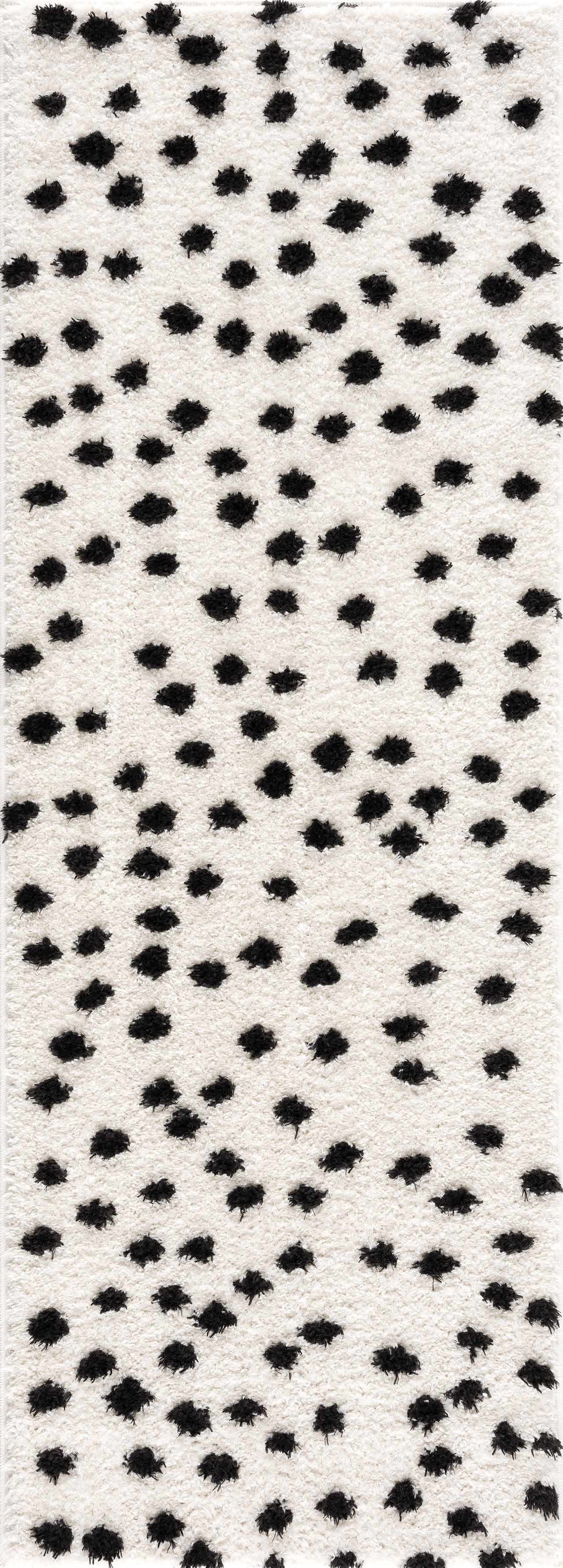 Cansu Black & White Dotted Area Rug by Hauteloom