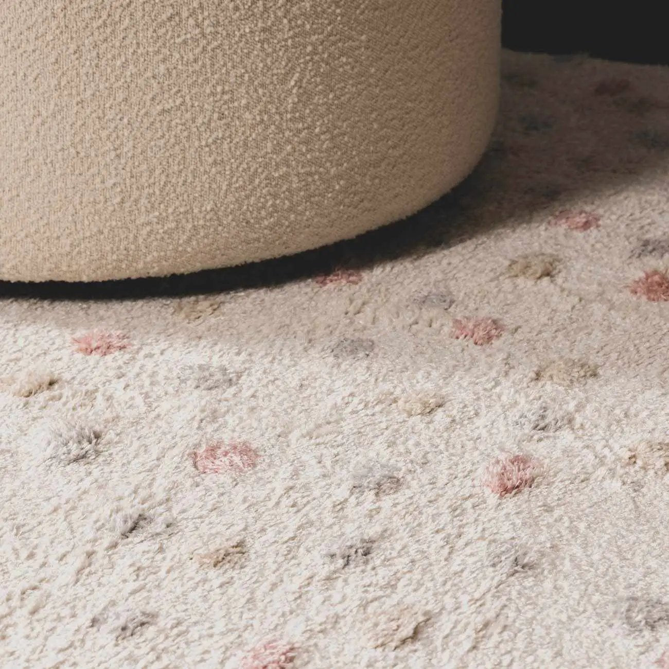 Cansu Pink & Cream Dotted Area Rug by Boutique Rugs