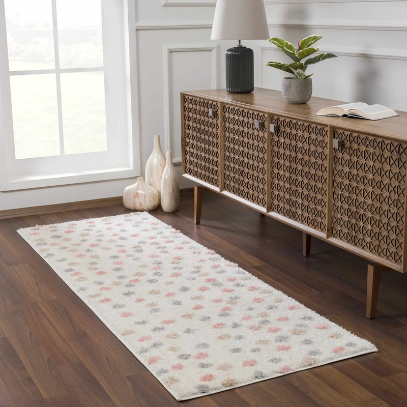 Cansu Pink & Cream Dotted Area Rug by Boutique Rugs