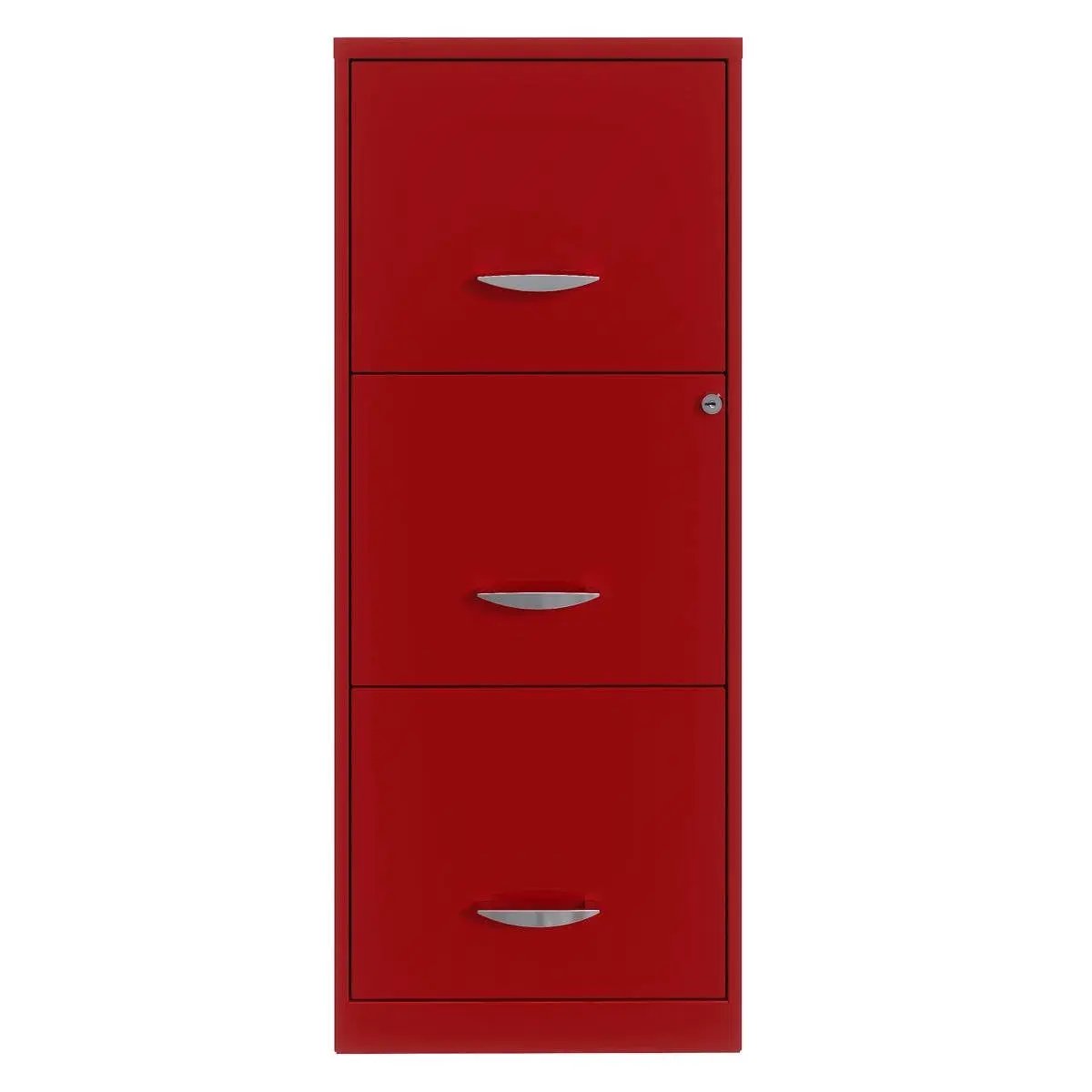 Red Metal 3-Drawer Vertical Key Locking Filing Cabinet by HomePacific