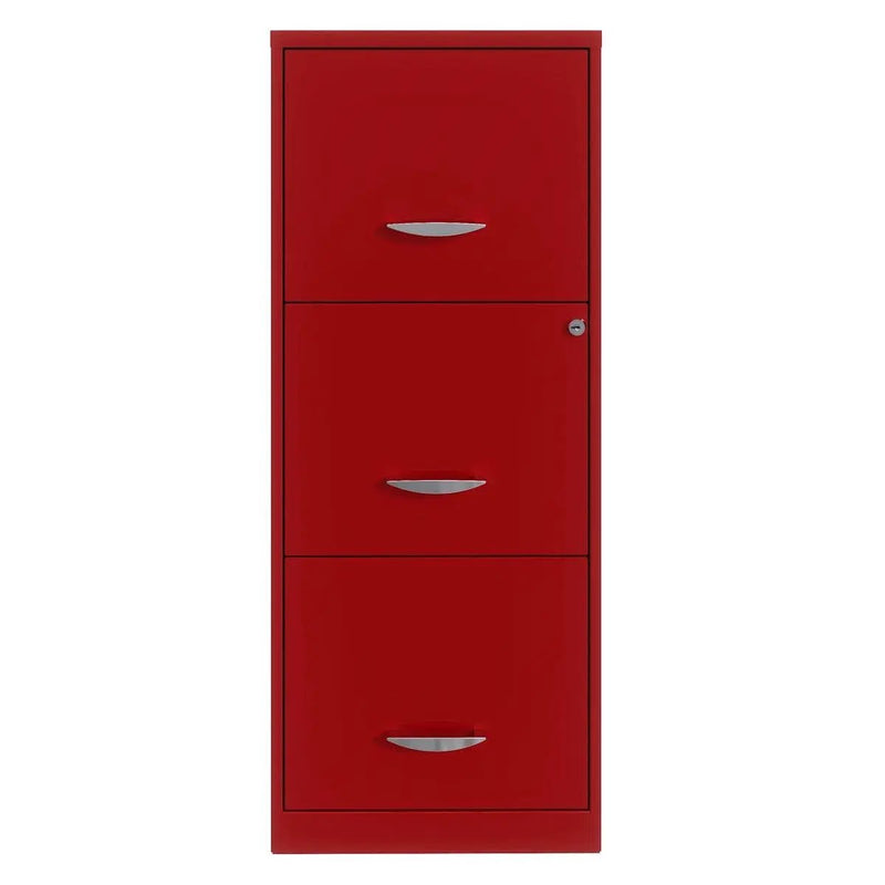 Red Metal 3-Drawer Vertical Key Locking Filing Cabinet by HomePacific