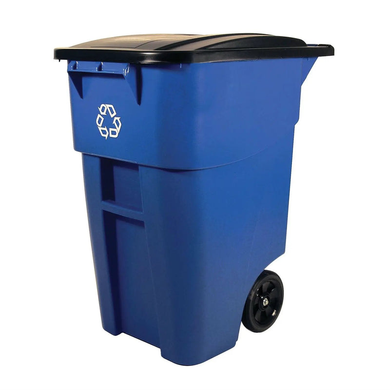 50 Gallon Blue Commercial Heavy-Duty Rollout Recycler Trash Can Container by HomePacific